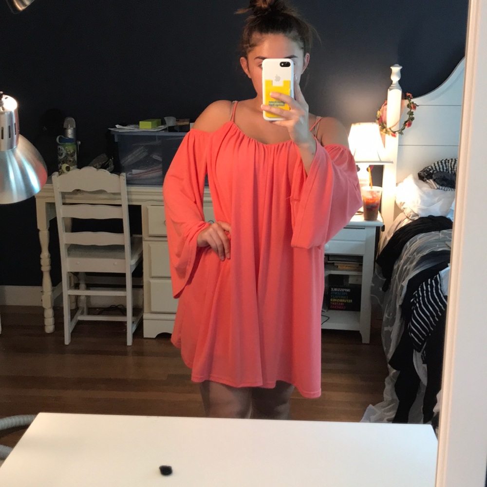 Pink no shoulder dress